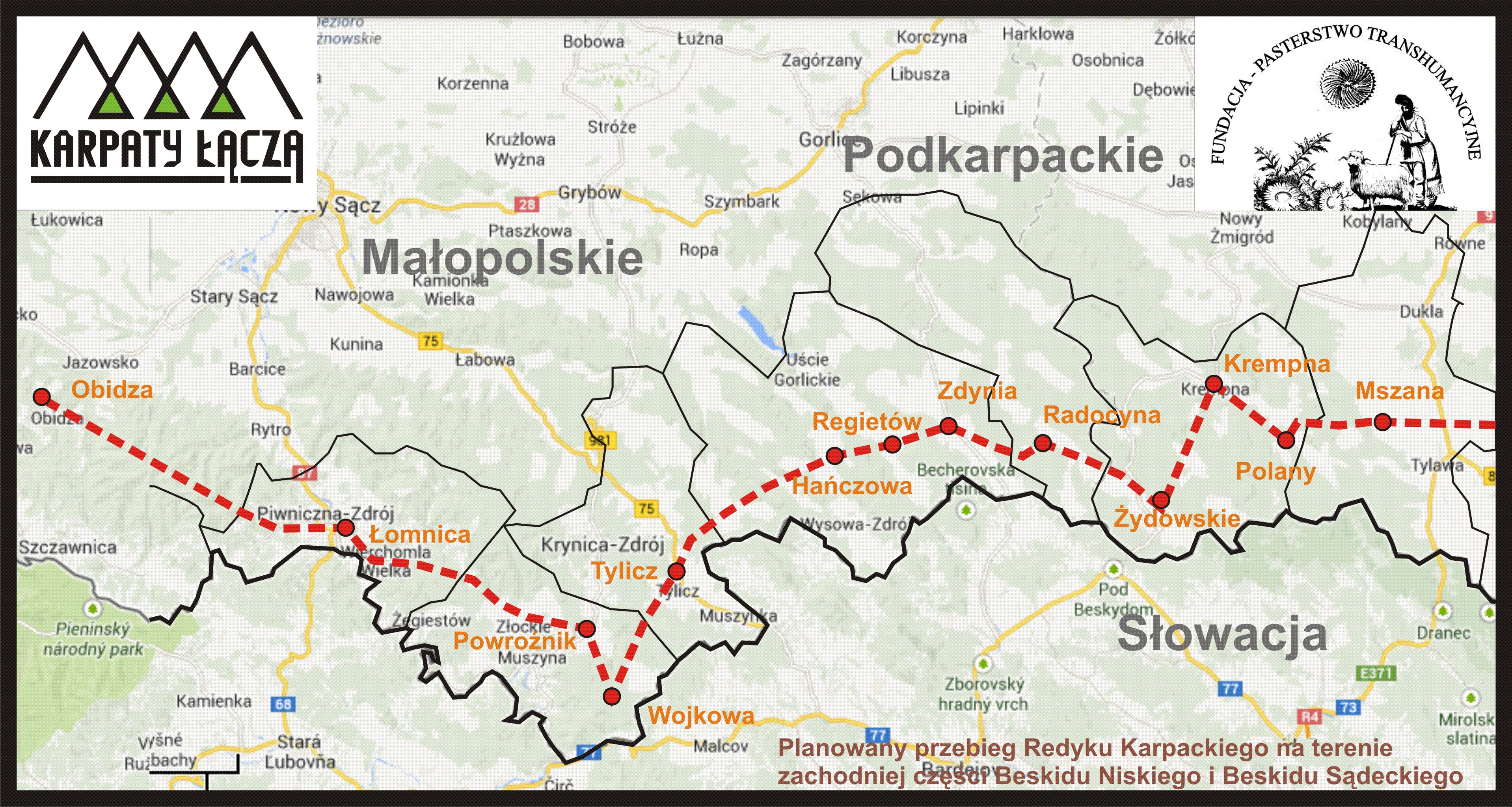 Aktualna schematyczna mapa przebiegu redyku