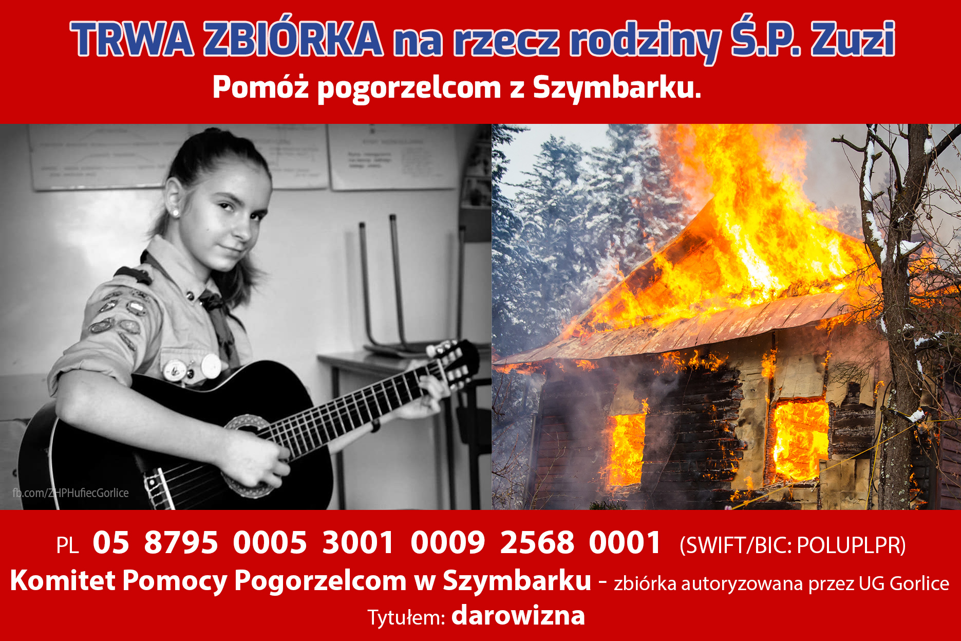 Nastoletnia Zuzia z Szymbarku zginęła w płomieniach. Trwa zbiórka pieniędzy oraz rzeczy dla jej rodziny!