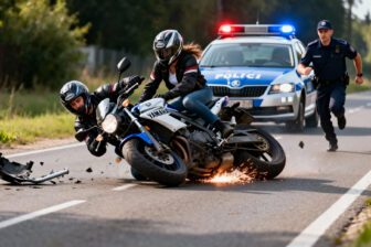 Pościg ulicami Bobowej: para uciekała motocyklem przed policją. Doszło do upadku