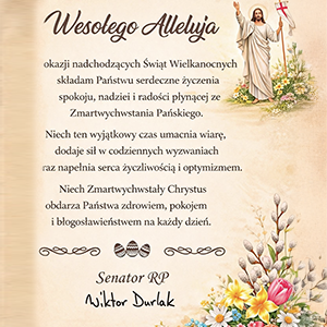 senator durlak życzenia wielkanocne 2026